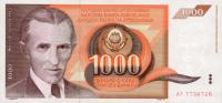 Yugoslavia p107: 1000 Dinara from 1990