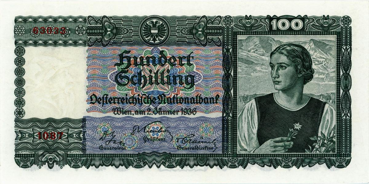 Front of Austria p101: 100 Schilling from 1936