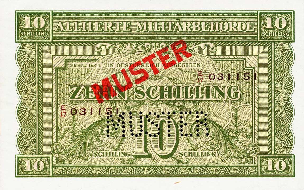 Front of Austria p106s: 10 Schilling from 1944