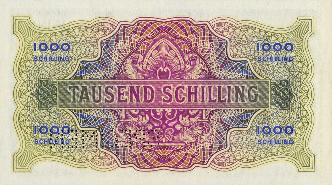 Back of Austria p111s: 1000 Schilling from 1944