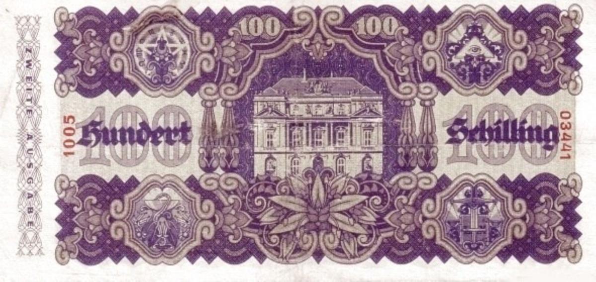 Back of Austria p119a: 100 Schilling from 1945