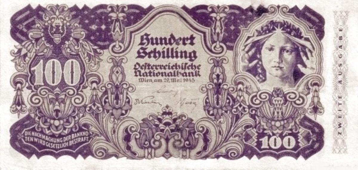 Front of Austria p119a: 100 Schilling from 1945