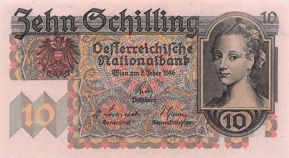 Front of Austria p122: 10 Schilling from 1946