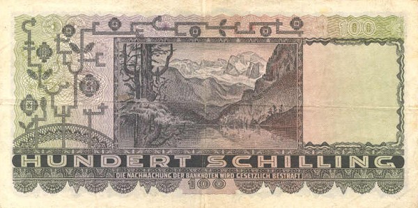 Back of Austria p124a: 100 Schilling from 1947