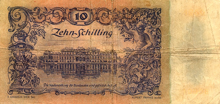 Back of Austria p127a: 10 Schilling from 1950