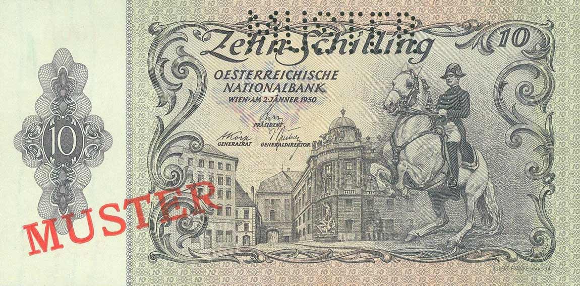 Front of Austria p127s: 10 Schilling from 1950