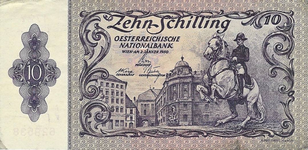 Front of Austria p128a: 10 Schilling from 1950