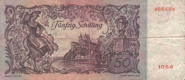 Back of Austria p130a: 50 Schilling from 1951