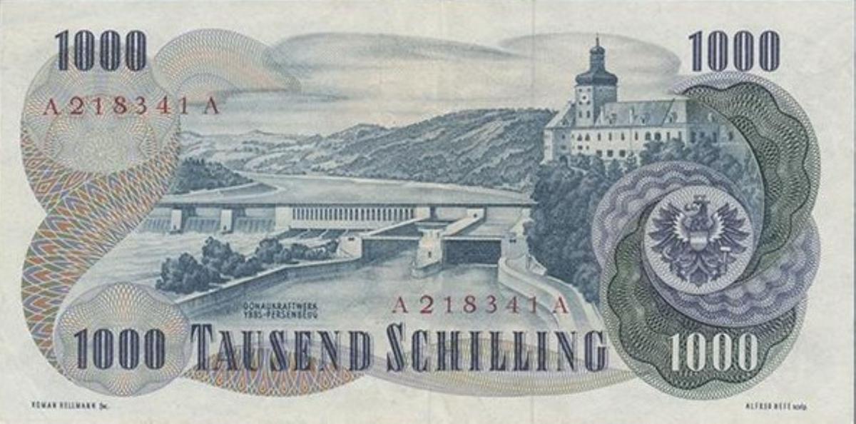 Back of Austria p140a: 1000 Schilling from 1961