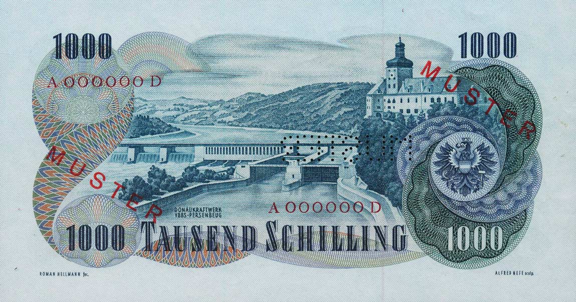 Back of Austria p141s: 1000 Schilling from 1961