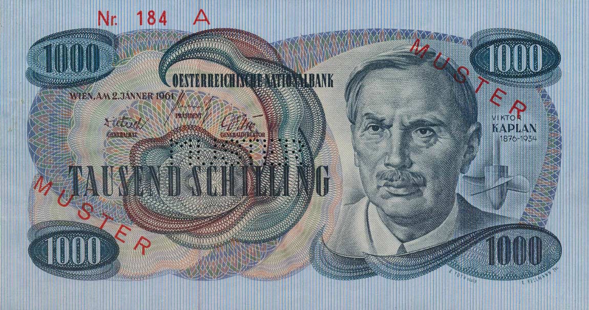 Front of Austria p141s: 1000 Schilling from 1961