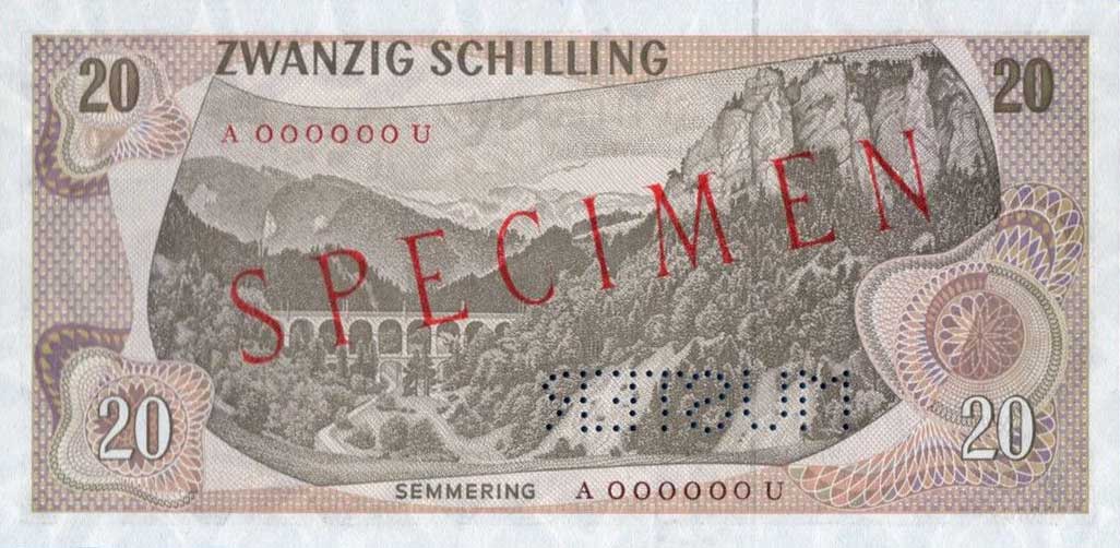 Back of Austria p142s: 20 Schilling from 1967