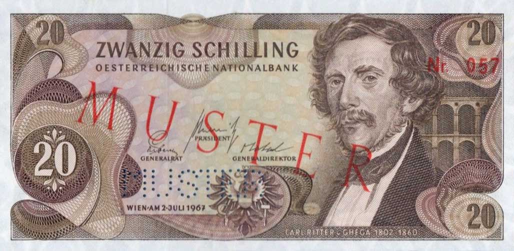 Front of Austria p142s: 20 Schilling from 1967