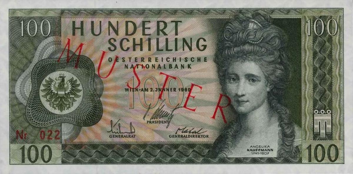 Front of Austria p145s: 100 Schilling from 1969