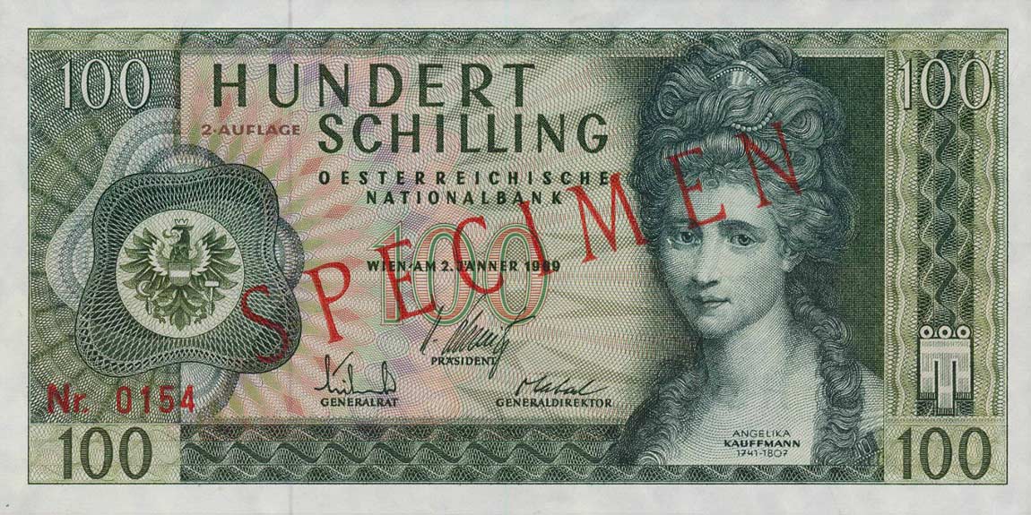 Front of Austria p146s: 100 Schilling from 1969