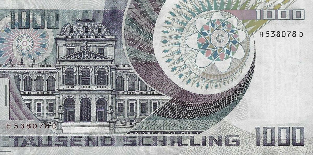 Back of Austria p152b: 1000 Schilling from 1983