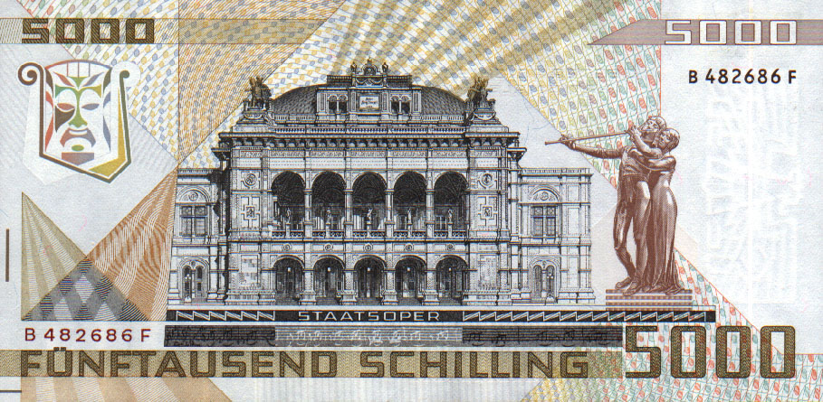 Back of Austria p153a: 5000 Schilling from 1988