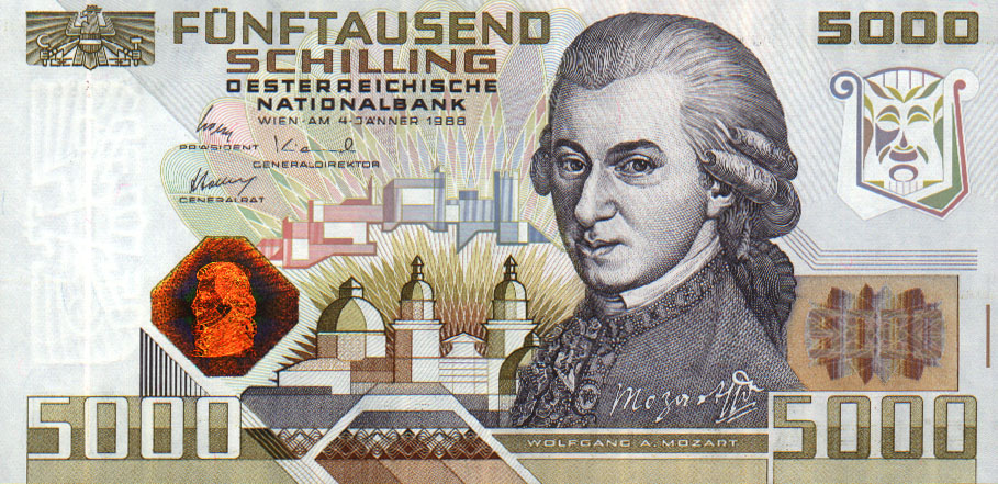 Front of Austria p153a: 5000 Schilling from 1988