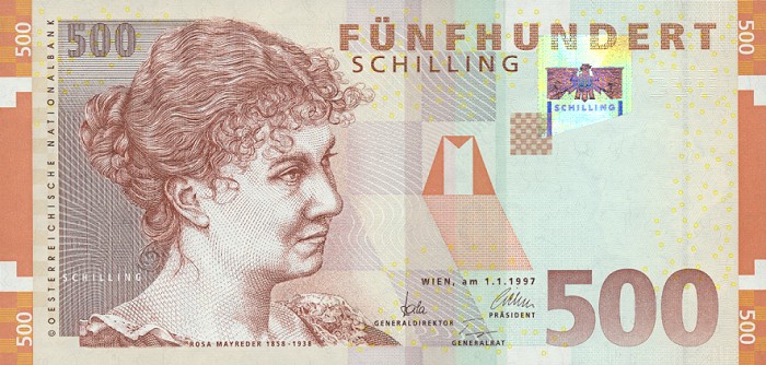 Front of Austria p154: 500 Schilling from 1997