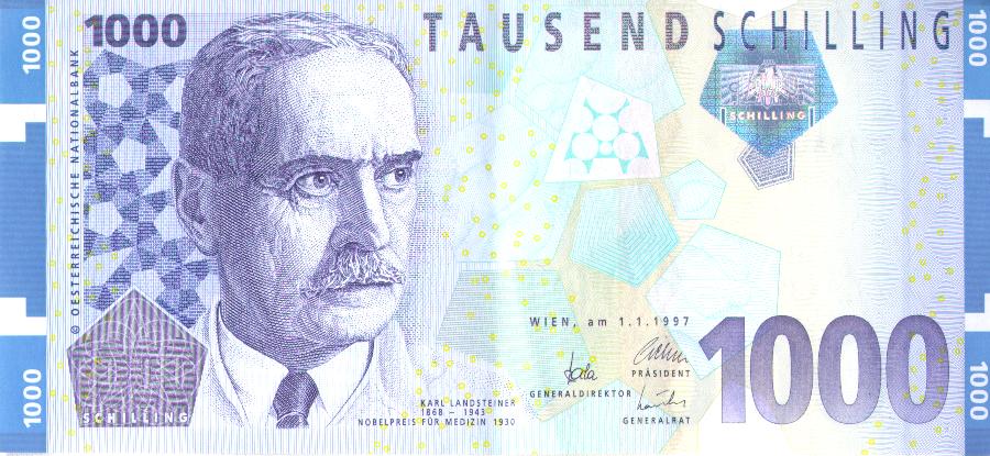 Front of Austria p155a: 1000 Schilling from 1997