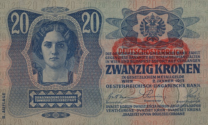 Front of Austria p53a: 20 Kroner from 1919