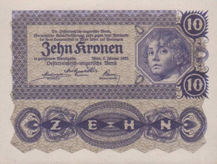 Front of Austria p75: 10 Kroner from 1922