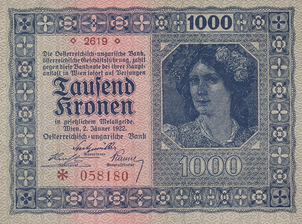 Front of Austria p78: 1000 Kroner from 1922