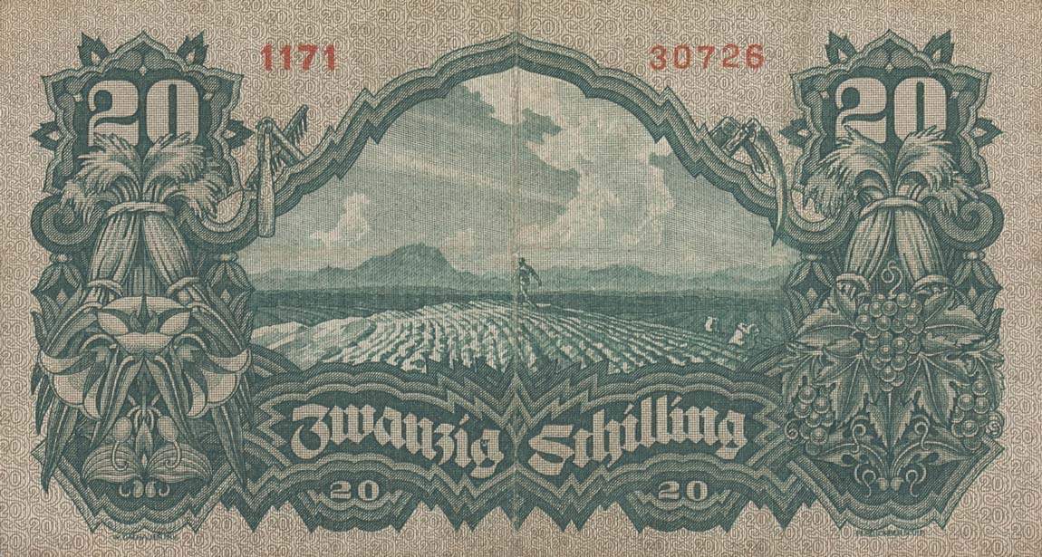Back of Austria p95: 20 Schilling from 1928