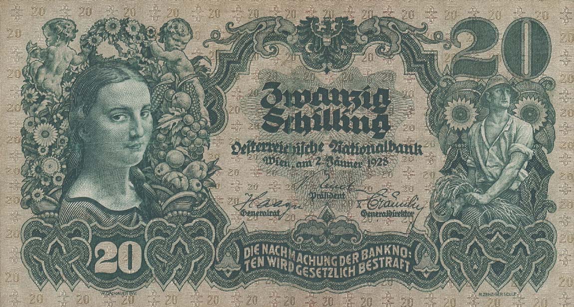 Front of Austria p95: 20 Schilling from 1928