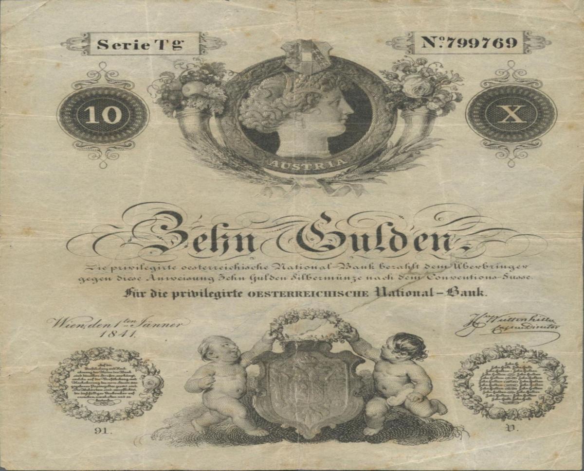 Front of Austria pA71a: 10 Gulden from 1841