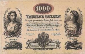 pA87 from Austria: 1000 Gulden from 1858