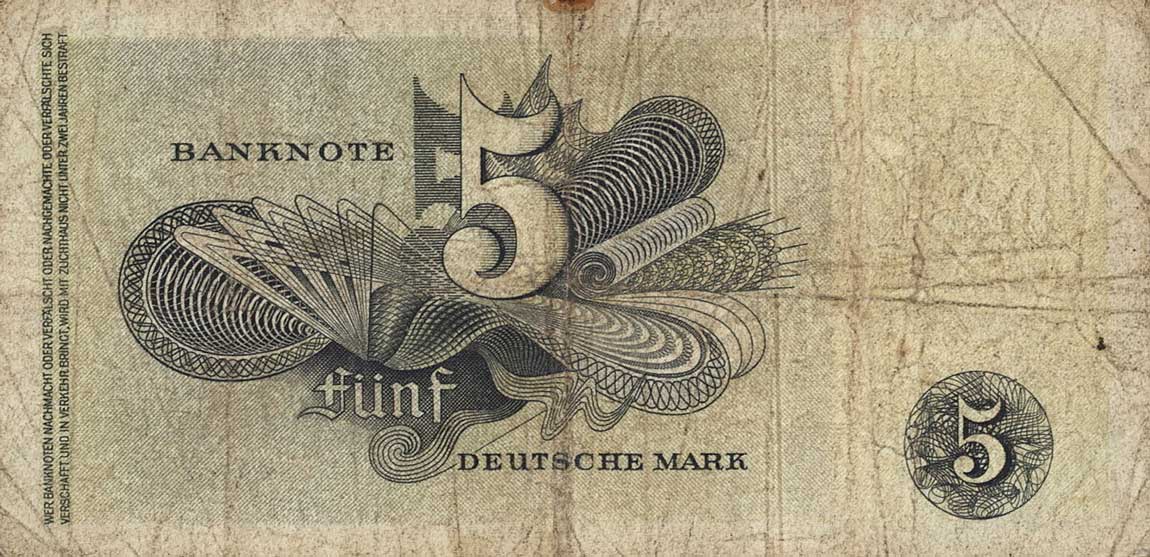 Back of German Federal Republic p13a: 5 Deutsche Mark from 1948