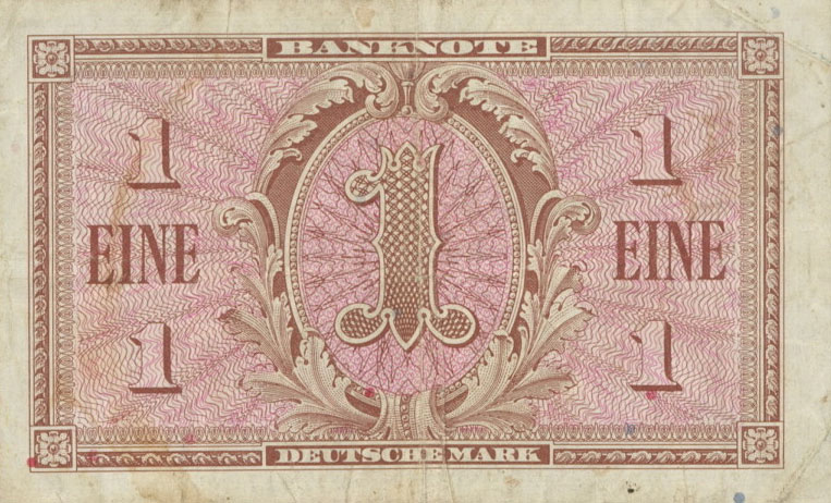 Back of German Federal Republic p2a: 1 Deutsche Mark from 1948