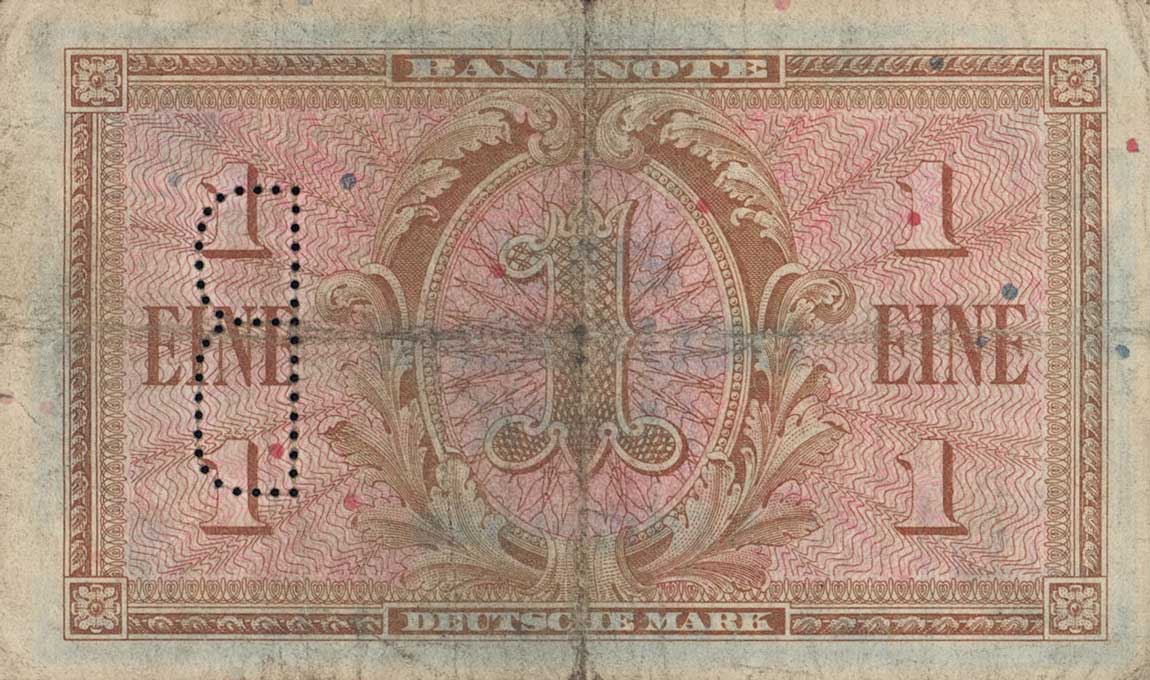 Back of German Federal Republic p2c: 1 Deutsche Mark from 1948