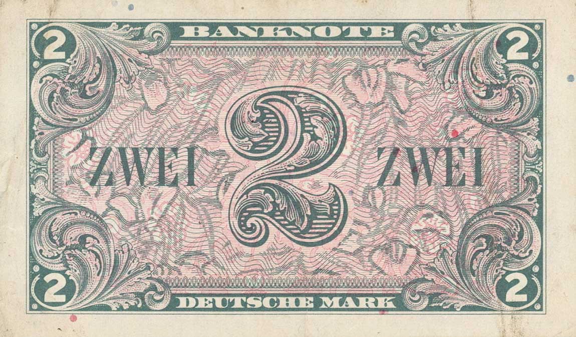 Back of German Federal Republic p3b: 2 Deutsche Mark from 1948