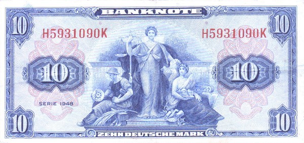 Front of German Federal Republic p5a: 10 Deutsche Mark from 1948