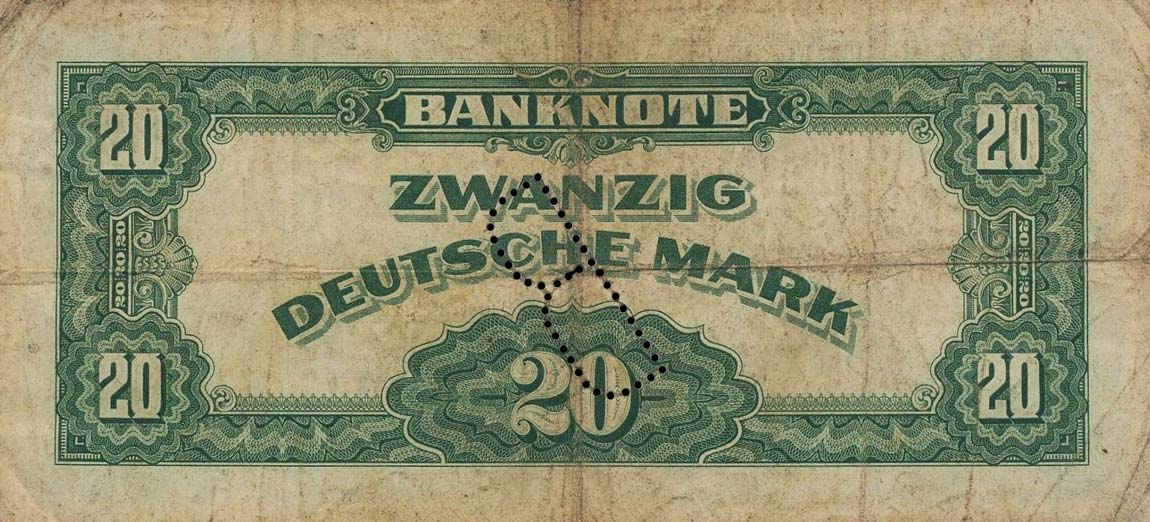 Back of German Federal Republic p6c: 20 Deutsche Mark from 1948