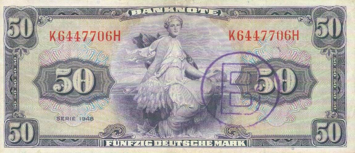 Front of German Federal Republic p7b: 50 Deutsche Mark from 1948
