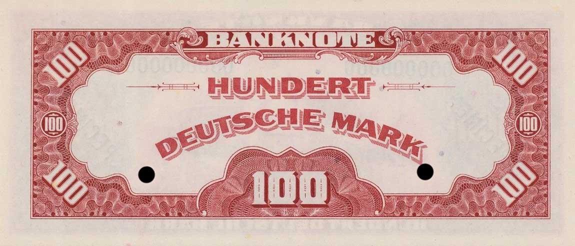 Back of German Federal Republic p8s3: 100 Deutsche Mark from 1948