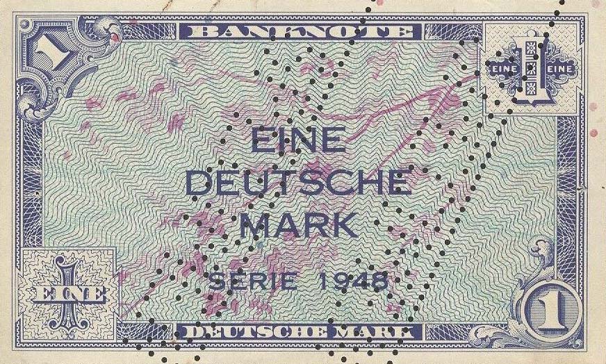 Front of German Federal Republic p2s1: 1 Deutsche Mark from 1948