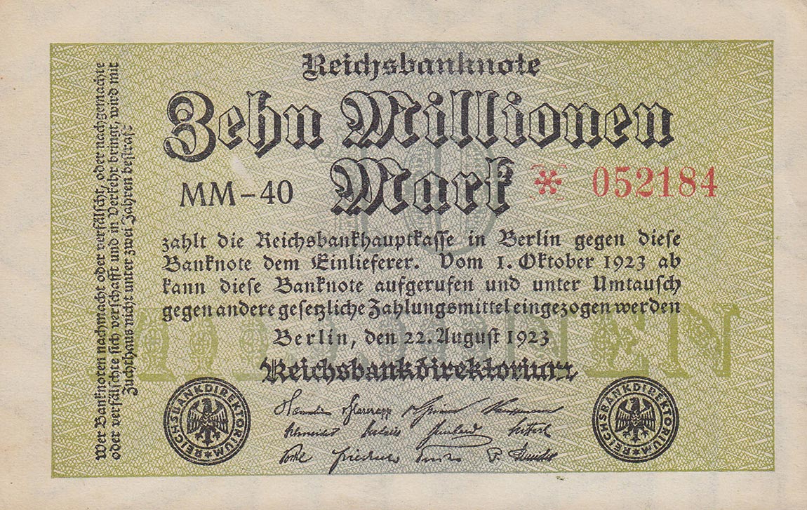 Front of Germany p106a: 10000000 Mark from 1923