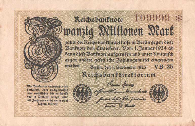 Front of Germany p108c: 20000000 Mark from 1923