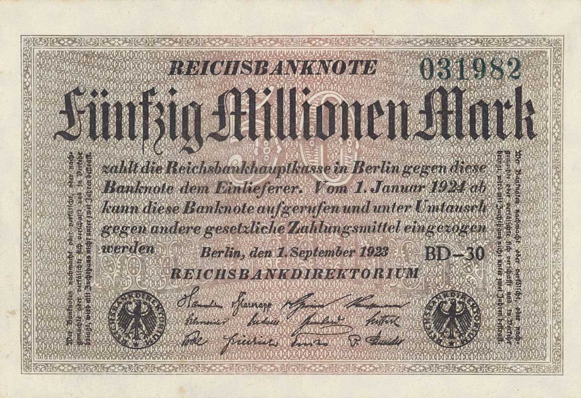 Front of Germany p109c: 50000000 Mark from 1923