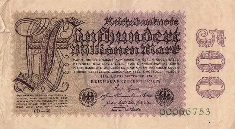 Front of Germany p110e: 500000000 Mark from 1923