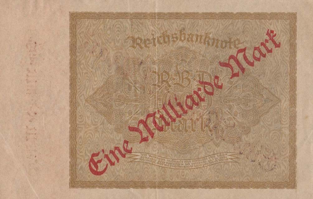 Back of Germany p113c: 1000000000 Mark from 1923
