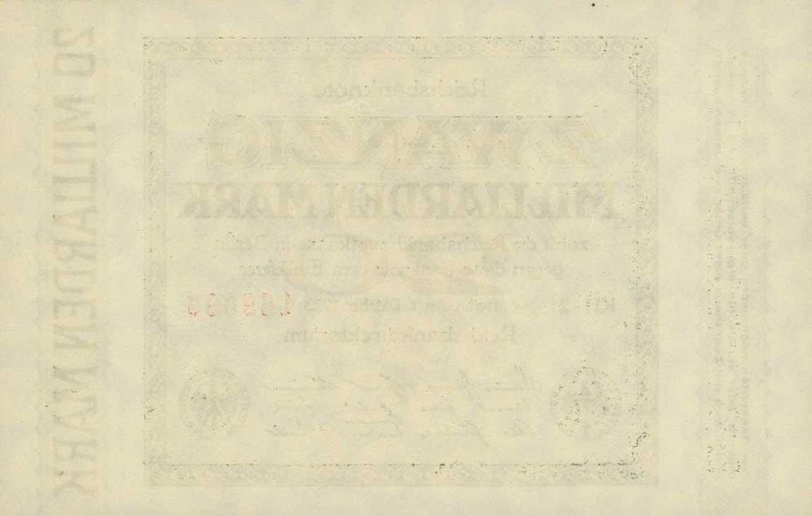 Back of Germany p118c: 20000000000 Mark from 1923