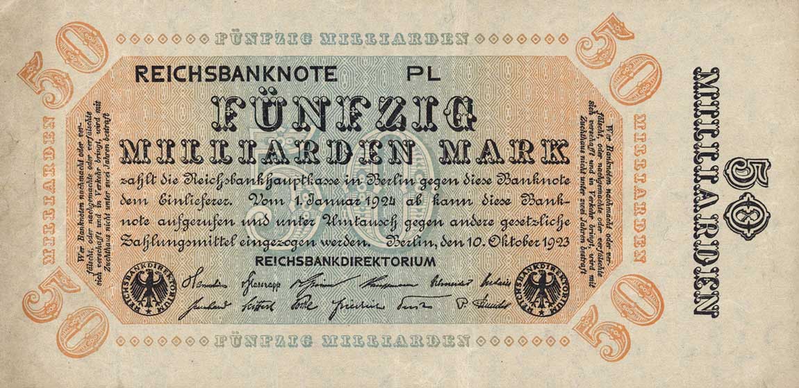 Front of Germany p119b: 50000000000 Mark from 1923