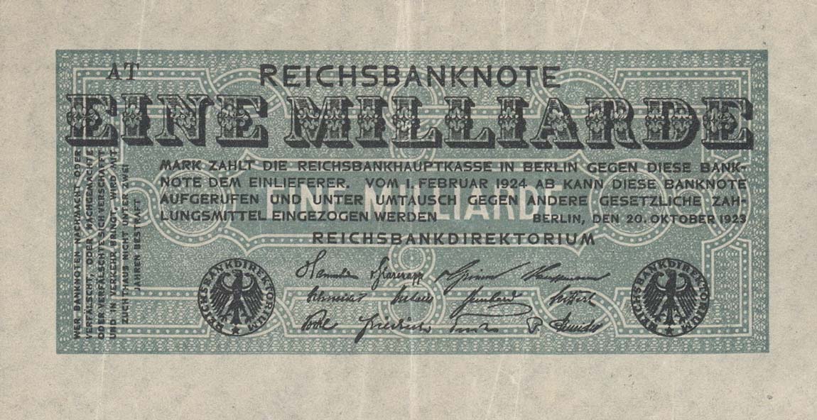 Front of Germany p122: 1000000000 Mark from 1923