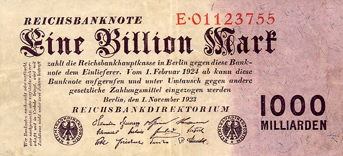 Front of Germany p129: 1000000000000 Mark from 1923