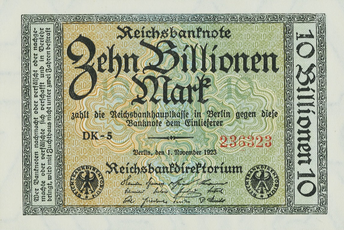 Front of Germany p132a: 10000000000000 Mark from 1923